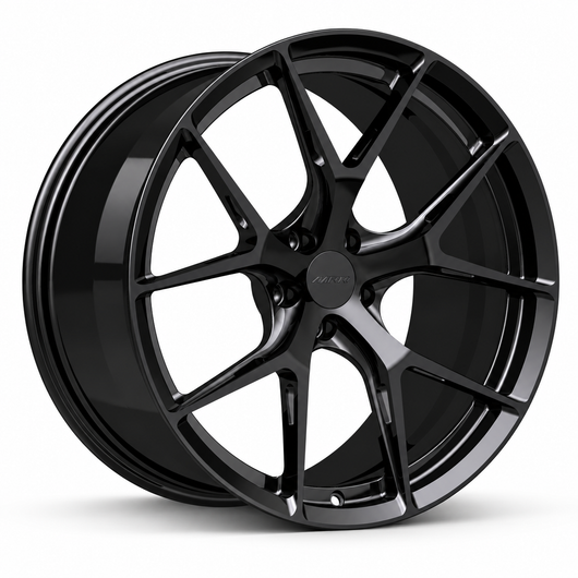MRR F101P forged wheel in Gloss Black with matching Gloss Black MRR center cap