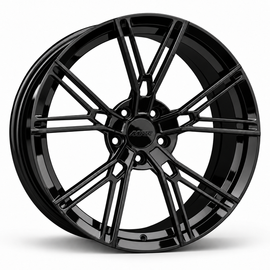 MRR F125 forged wheel in Gloss Black with matching Gloss Black MRR center cap
