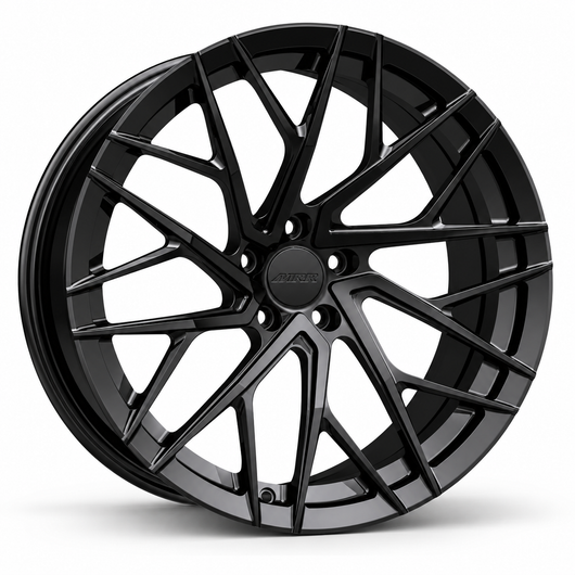 MRR F128 forged wheel in Gloss Black with matching Gloss Black MRR center cap