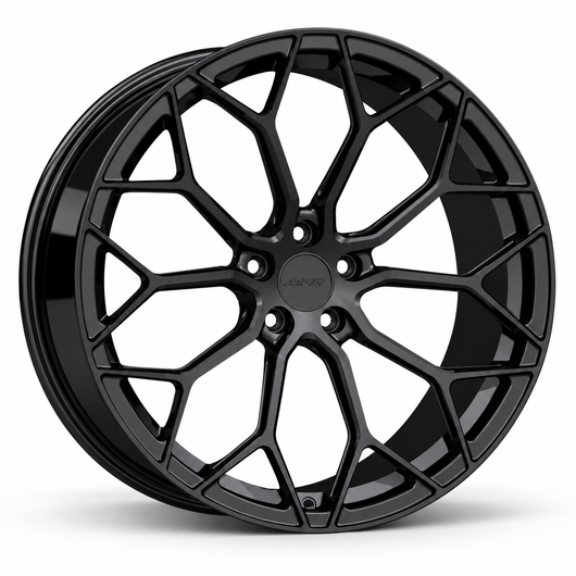 MRR F132 forged wheel in Gloss Black with matching Gloss Black MRR center cap