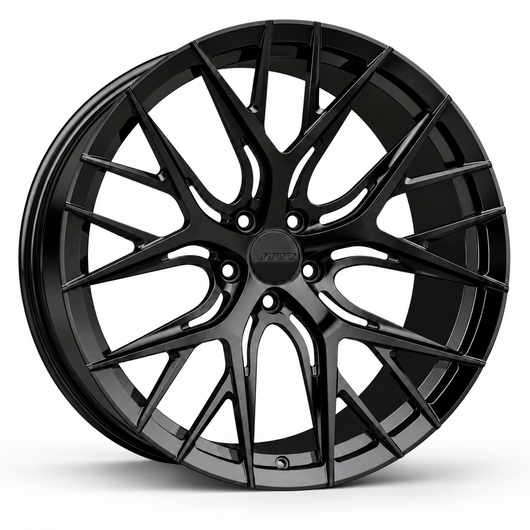 MRR F134 forged wheel in Gloss Black with matching Gloss Black MRR center cap