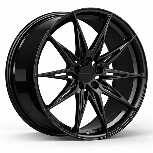 MRR F144 forged wheel in Gloss Black with matching Gloss Black MRR center cap