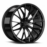 MRR F168 forged wheel in Gloss Black, three quarter view showing the split spokes and barrel
