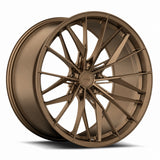 MRR F168 forged wheel in Matte Bronze, three quarter view showing the split spokes and barrel