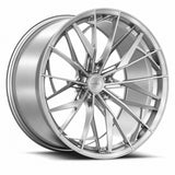 MRR F171 forged wheel in Brushed Clear, three quarter view showing the split spokes and barrel