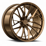 MRR F171 forged wheel in Gloss Bronze, three quarter view showing the split spokes and barrel