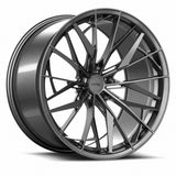 MRR F171 forged wheel in Gloss Gun Metal, three quarter view showing the split spokes and barrel
