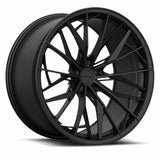 MRR F171 forged wheel in Matte Black, three quarter view showing the split spokes and barrel