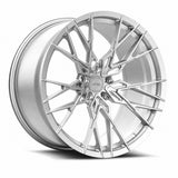 MRR F173 forged wheel in Silver, three quarter view showing the split spokes and barrel