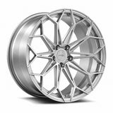MRR F174 forged wheel in Brushed Clear, three quarter view showing the web style split spokes