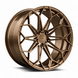 MRR F174 forged wheel in Gloss Bronze, three quarter view showing the web style split spokes