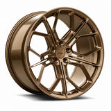 MRR F175 forged wheel in Gloss Bronze, three quarter view showing the split five spoke design