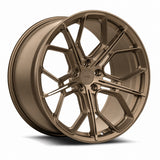 MRR F175 forged wheel in Matte Bronze, three quarter view showing the split five spoke design