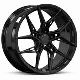 MRR F180 forged wheel, Gloss Black finish, angled view