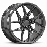MRR F180 forged wheel, Gloss Gun Metal finish, angled view