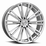 MRR F202 forged wheel in Brushed Clear, three quarter view showing the split multi spoke design