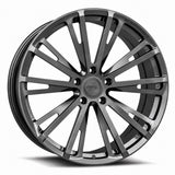 MRR F202 forged wheel in Gloss Gun Metal, three quarter view showing the split multi spoke design