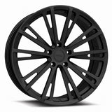 MRR F202 forged wheel in Matte Black, three quarter view showing the split multi spoke design
