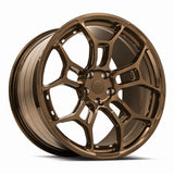 MRR F28 forged wheel in Gloss Bronze, three quarter view showing the split five spoke design
