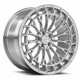 MRR F325 forged wheel in Brushed Clear, three quarter view showing the slim multi spokes and windowed outer ring