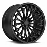 MRR F325 forged wheel in Matte Black, three quarter view showing the slim multi spokes and windowed outer ring