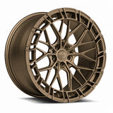 MRR F326 forged wheel in Matte Bronze, three quarter view showing the split spokes and pocketed outer ring