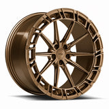 MRR F327 forged wheel in Gloss Bronze, three quarter view showing the slim spokes and pocketed outer ring