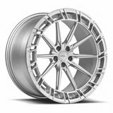 MRR F327 forged wheel in Silver, three quarter view showing the slim spokes and pocketed outer ring