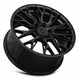MRR GF5 18x8.5 wheel in Gloss Black, angled top view showing the concave face