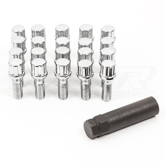 Excalibur Acorn Spline Lug Nuts – Chrome 14x1.5 With Spline Key Tool, Wheel Lock Set