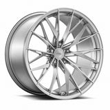 MRR F170 forged wheel in Brushed Clear, three quarter view showing the split spokes and barrel