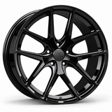MRR F101 forged wheel in Gloss Black, three-quarter angled view