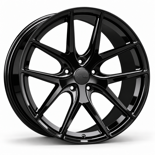 MRR F101 forged wheel in Gloss Black, three-quarter angled view