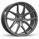 MRR F101 forged wheel in Gloss Gun Metal, three-quarter angled view
