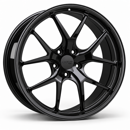 MRR F101-L forged wheel in Gloss Black, three-quarter angled view