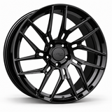 MRR F102 forged wheel in Gloss Black, three-quarter angled view