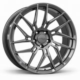 MRR F102 forged wheel in Gloss Gun Metal, three-quarter angled view