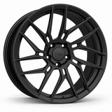 MRR F102 forged wheel in Matte Black, three-quarter angled view