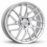 MRR F102 forged wheel in Silver, three-quarter angled view