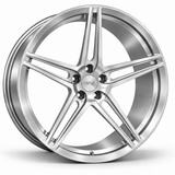 MRR F104 forged wheel in Brushed Clear, angled view showing the five split spoke groups and open spoke slots