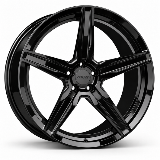 MRR F105 forged wheel in Gloss Black finish, source-matched angled view