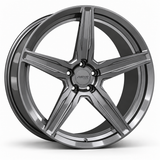 MRR F105 forged wheel in Gloss Gun Metal finish, source-matched angled view