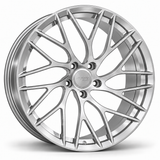 MRR F106 forged wheel in Brushed Clear finish, source-matched angled view