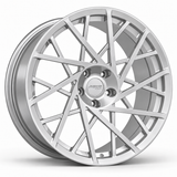 MRR F107 forged wheel in Silver finish, source-matched angled view