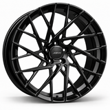 MRR F117 forged wheel in Gloss Black, angled view showing the open swept spokes