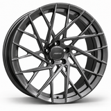 MRR F117 forged wheel in Gloss Gun Metal, angled view showing the open swept spokes