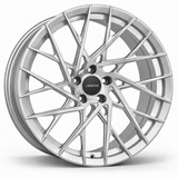 MRR F117 forged wheel in Silver, angled view showing the open swept spokes