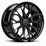 MRR F160 forged wheel in Gloss Black, three-quarter angled view
