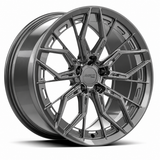 MRR F160 forged wheel in Gloss Gun Metal, three-quarter angled view