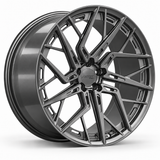 MRR F161 forged wheel in Gloss Gun Metal, three-quarter angled view